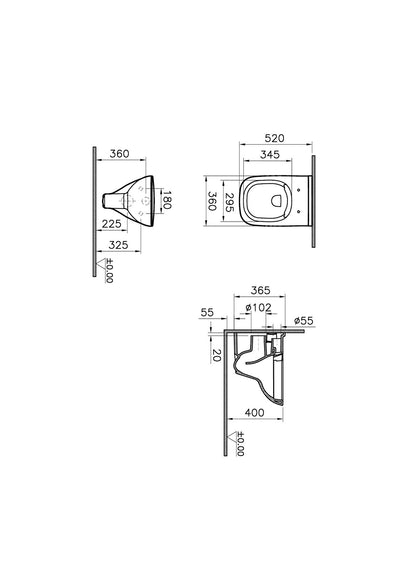 Vitra S20 52cm Wall-Hung Smoothflush WC