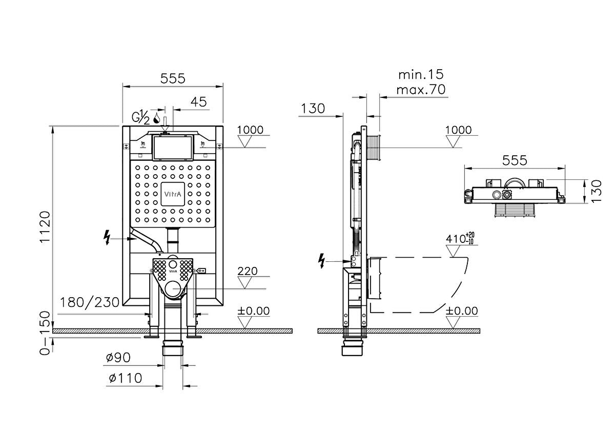 Vitra V-Fix Concealed Cistern WC Frame Floor fixation