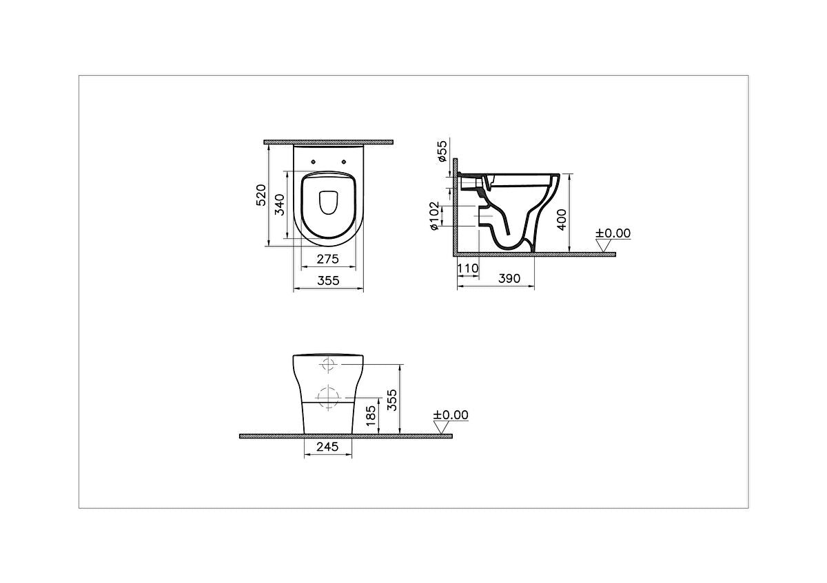 Vitra Zentrum Smoothflush Back-To-Wall WC