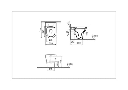 Vitra Zentrum Smoothflush Back-To-Wall WC