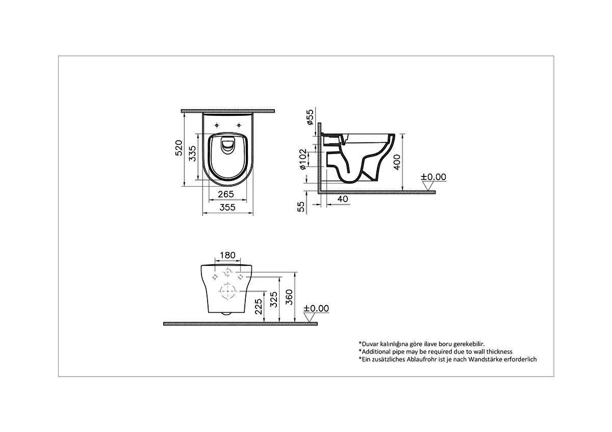 Vitra Zentrum Smoothflush Wall-Hung WC