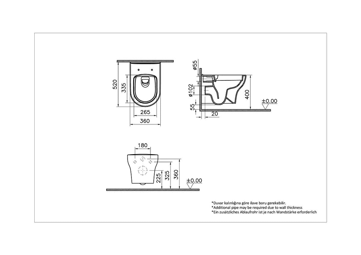 Vitra Zentrum Smooth Flush Wall-Hung WC