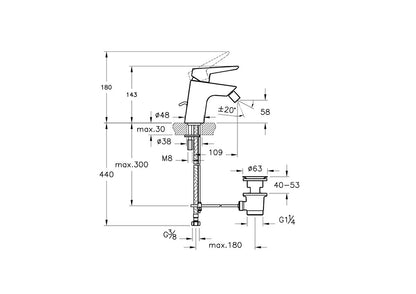 Vitra Solid S Bidet Mixer - with Pop-Up