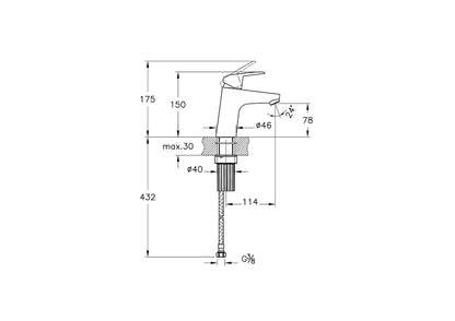 Vitra Flow Round Basin Mixer Std - Chrome