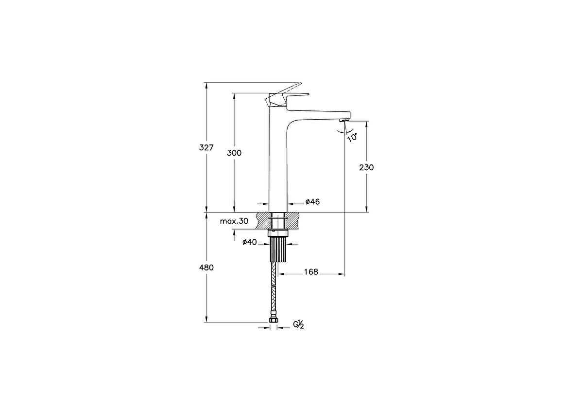 Vitra Flow Square Basin Mixer For Bowl