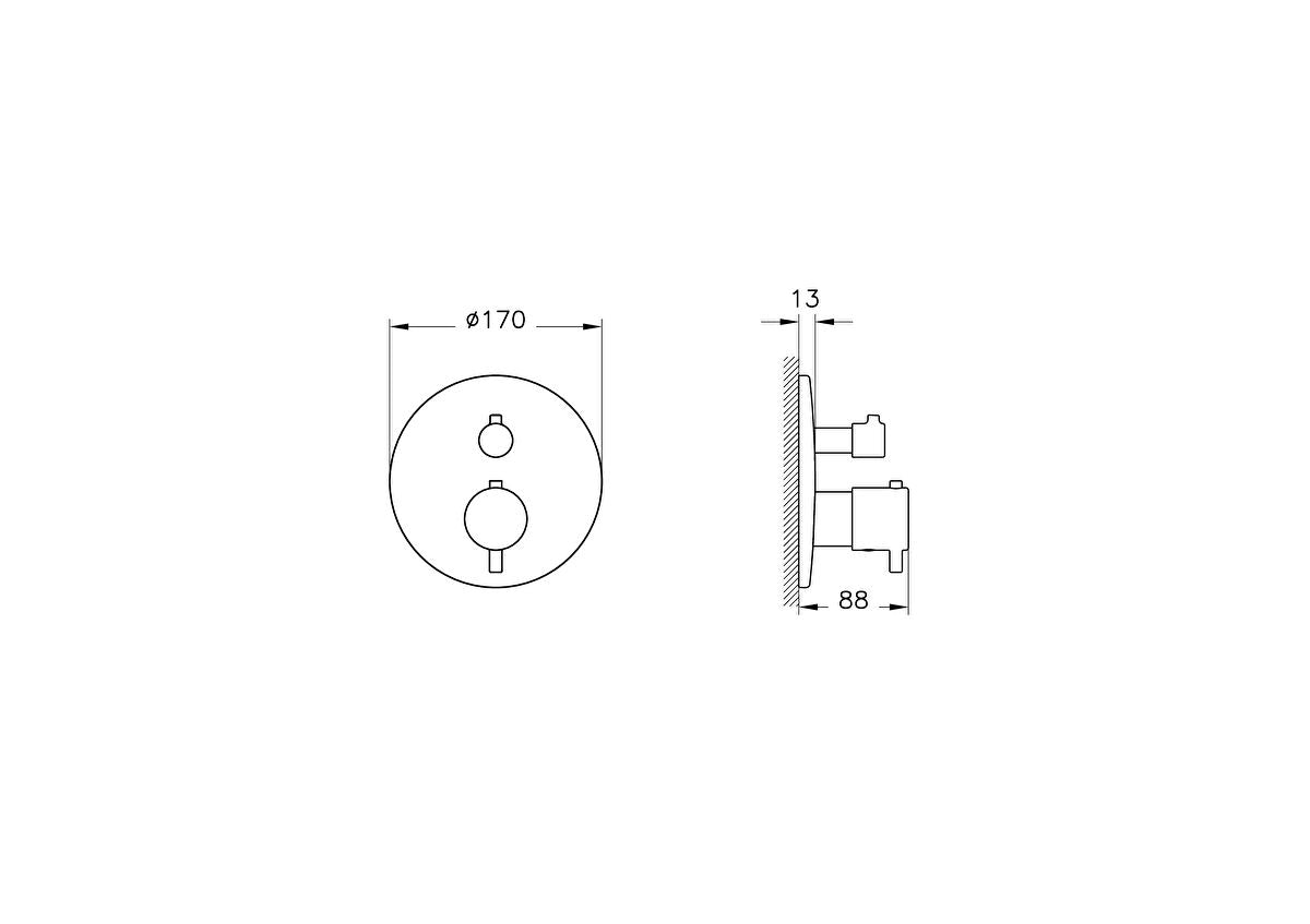 Vitra AquaHeat Round Thermostatic Bath/Shower Mixer