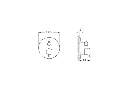 Vitra AquaHeat Round Thermostatic Bath/Shower Mixer