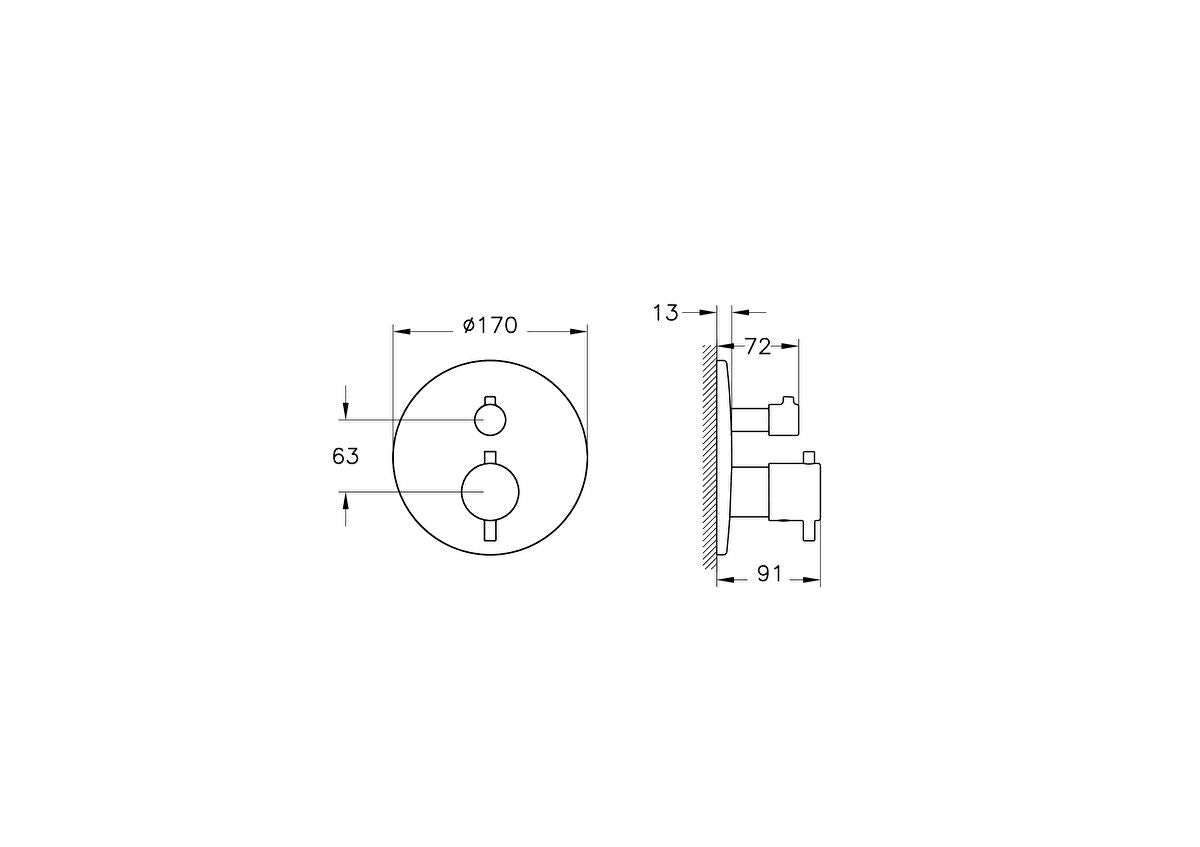 Vitra AquaHeat Round Thermostatic Shower Mixer Exposed Part