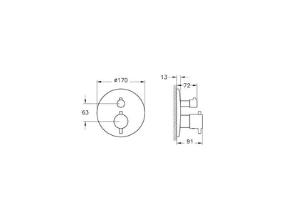 Vitra AquaHeat Round Thermostatic Shower Mixer Exposed Part