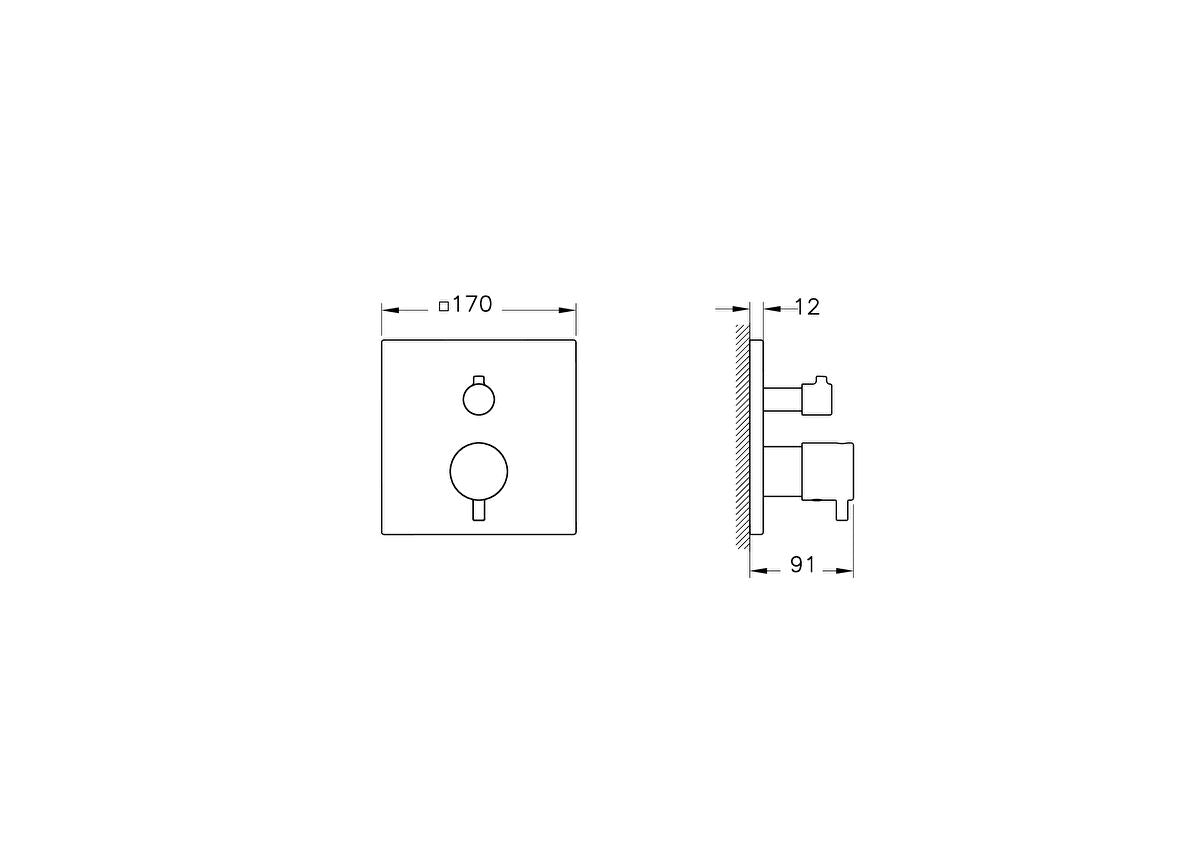 Vitra AquaHeat Square Concealed Thermostatic Shower Mixer