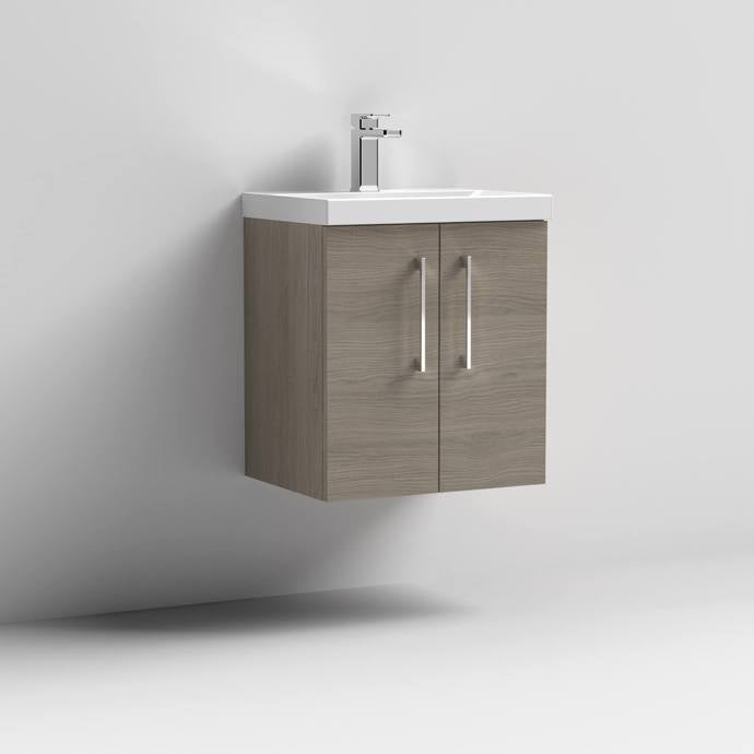 Nuie Arno 500mm Wall Hung 2 Door Vanity & Basin/worktop