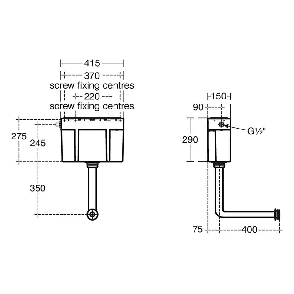 Ideal Standard Conceala 3 Concealed Single Flush Pneumatic Cistern