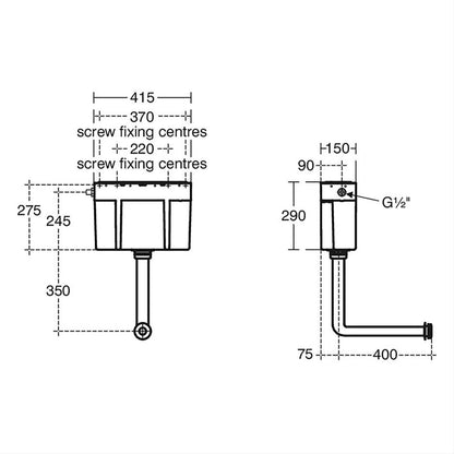 Ideal Standard Conceala 3 Concealed Single Flush Pneumatic Cistern