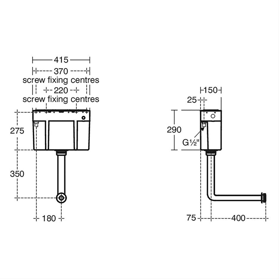 Ideal Standard Universal Height Bottom Inlet Cistern And Syphon - Single Flush