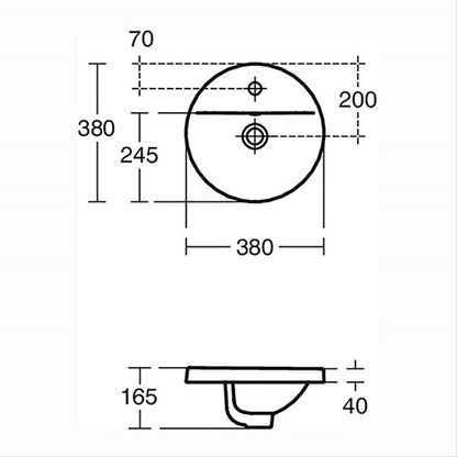 Armitage Shanks Edit Round 38cm Inset Basin - 1TH