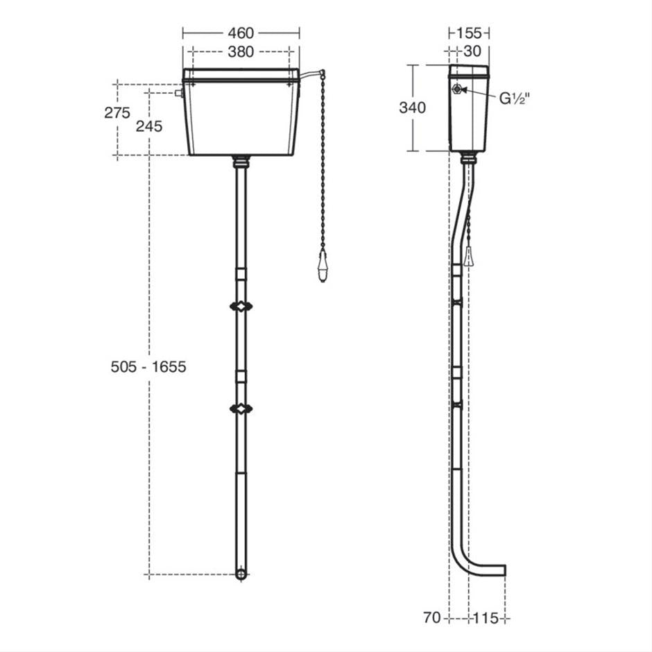 Armitage Shanks Regal High Level Side Inlet Cistern with Fittings