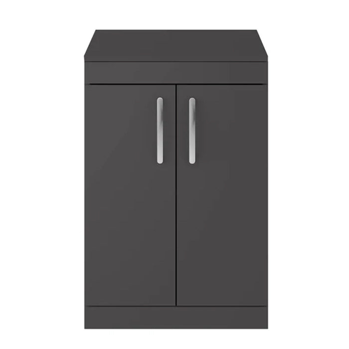 Nuie Athena Floor Standing 2-Door Cabinet With Worktop - Gloss Grey