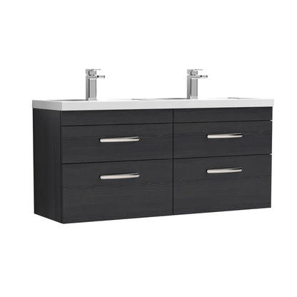 Nuie Athena Wall Hung 1200mm 4 Drawer Cabinet with Double Basin