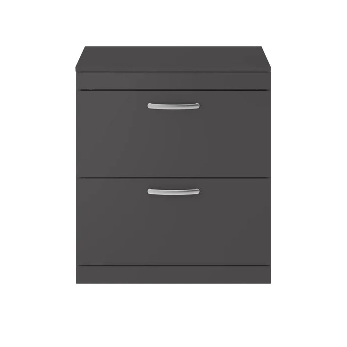 Nuie Athena Floor Standing 2-Drawer Cabinet With Worktop - Gloss Grey