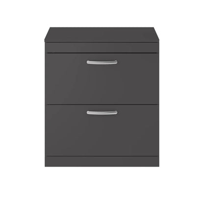 Nuie Athena Floor Standing 2-Drawer Cabinet With Worktop - Gloss Grey