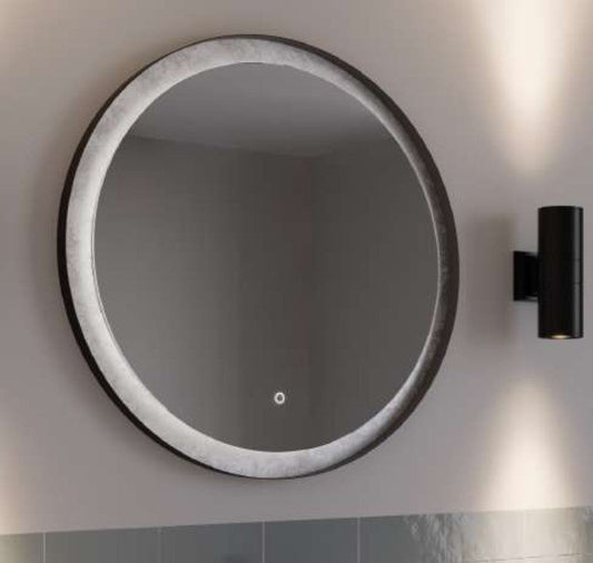 Sensio Abul silver and black W500 x H700mm Illuminated LED Mirror