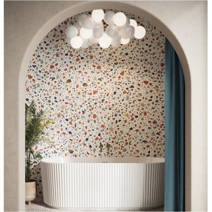 Scudo Labyrinth 1700 x 800 x 600mm Fluted Back To Wall Bath