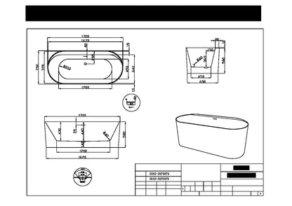 Scudo Tutto FS Bath 1700 x 750 x 580mm White