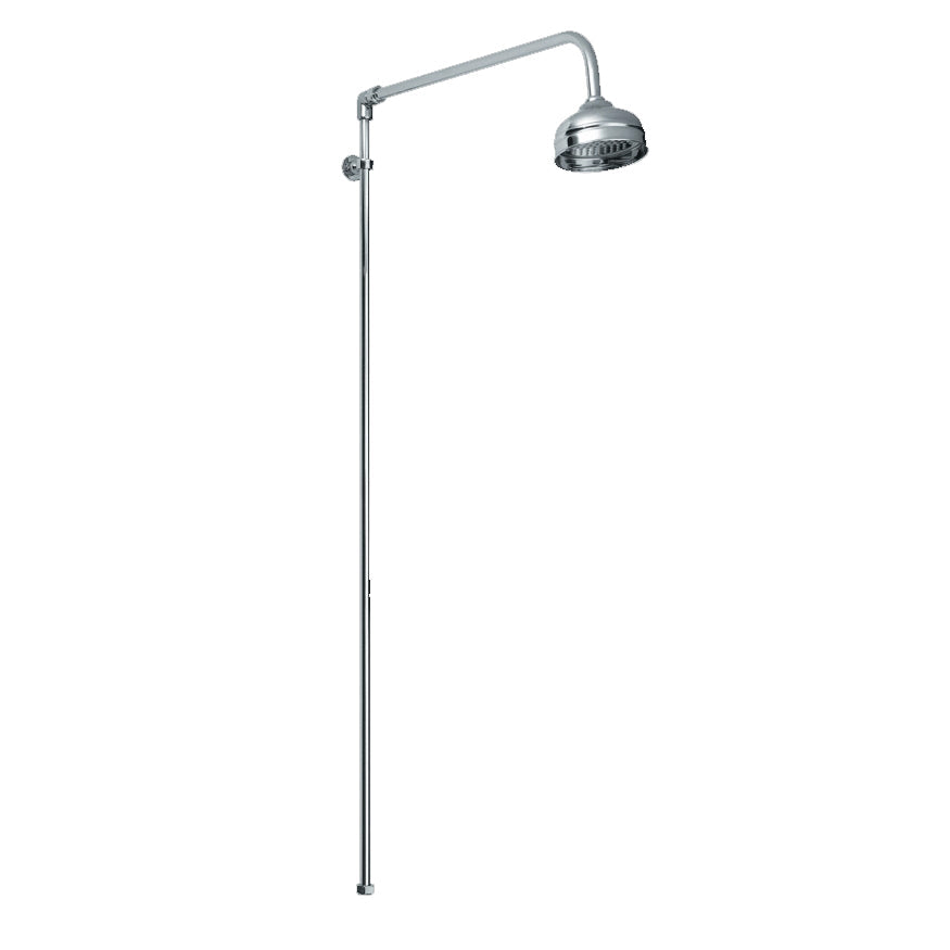 Bayswater Plain Rigid Riser Kit with Fixed Shower Head - Chrome