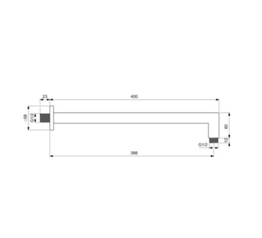 Ideal Standard Idealrain Square Wall Arm 400mm - Chrome