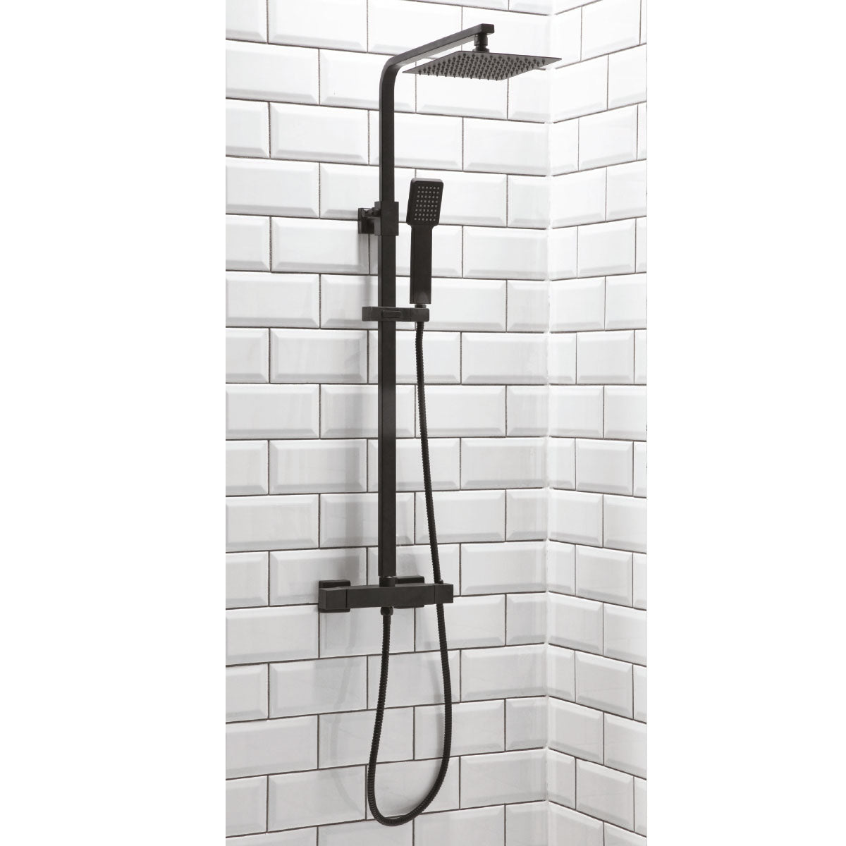 Scudo Mono Lunar Shower PLUS Adjustable Square Rigid riser shower - Black