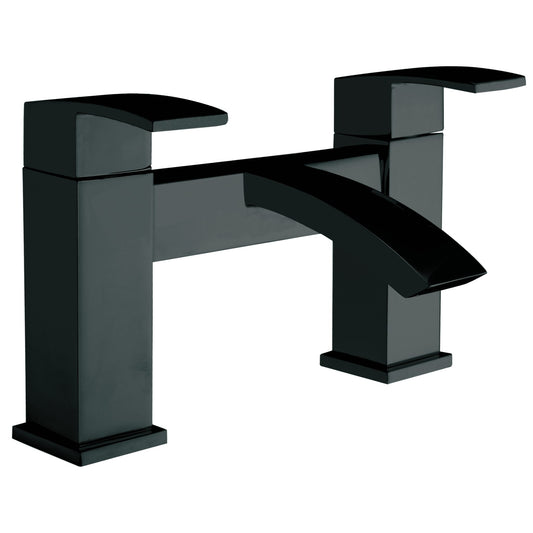 Scudo Descent 2 Tap Hole Deck Mounted Bath Filler - Matt Black