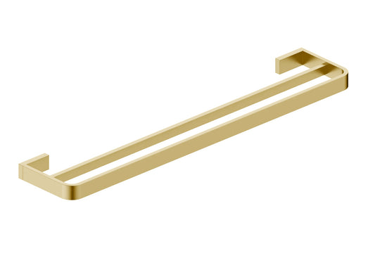 Scudo Napoli Wall Mounted Double Towel Rail - Brushed Brass