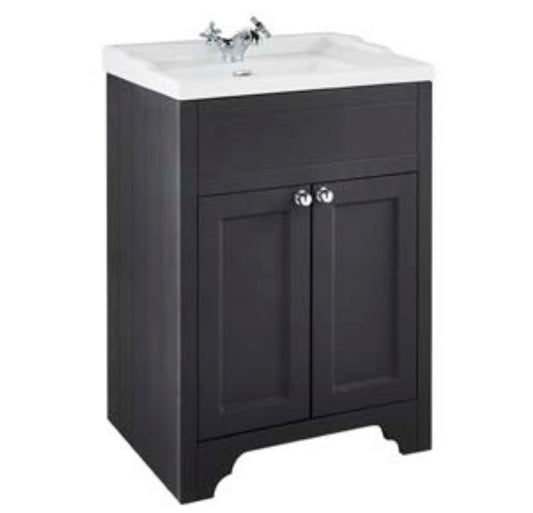 Kartell Buckingham 600mm 2 Door Floor Standing Unit with Basin - Black Oak