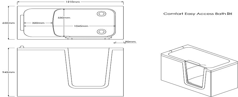 Trojan Comfort deep soak Easy Access Baths with Low threshold door