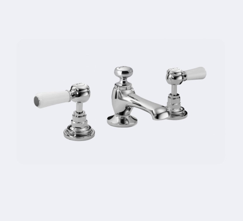 Bayswater Lever - Deck Mounted - 3 Tap Hole Hex Basin Tap - Chrome & Black