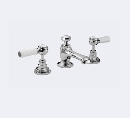 Bayswater Lever - Deck Mounted - 3 Tap Hole Hex Basin Tap - Chrome & Black