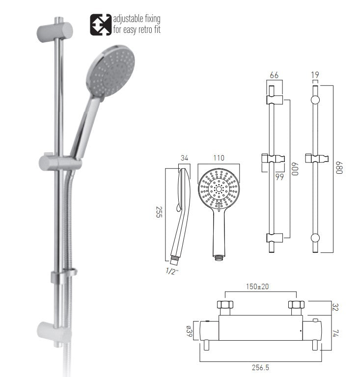 Vado Celsius Exposed Thermostatic Shower Set