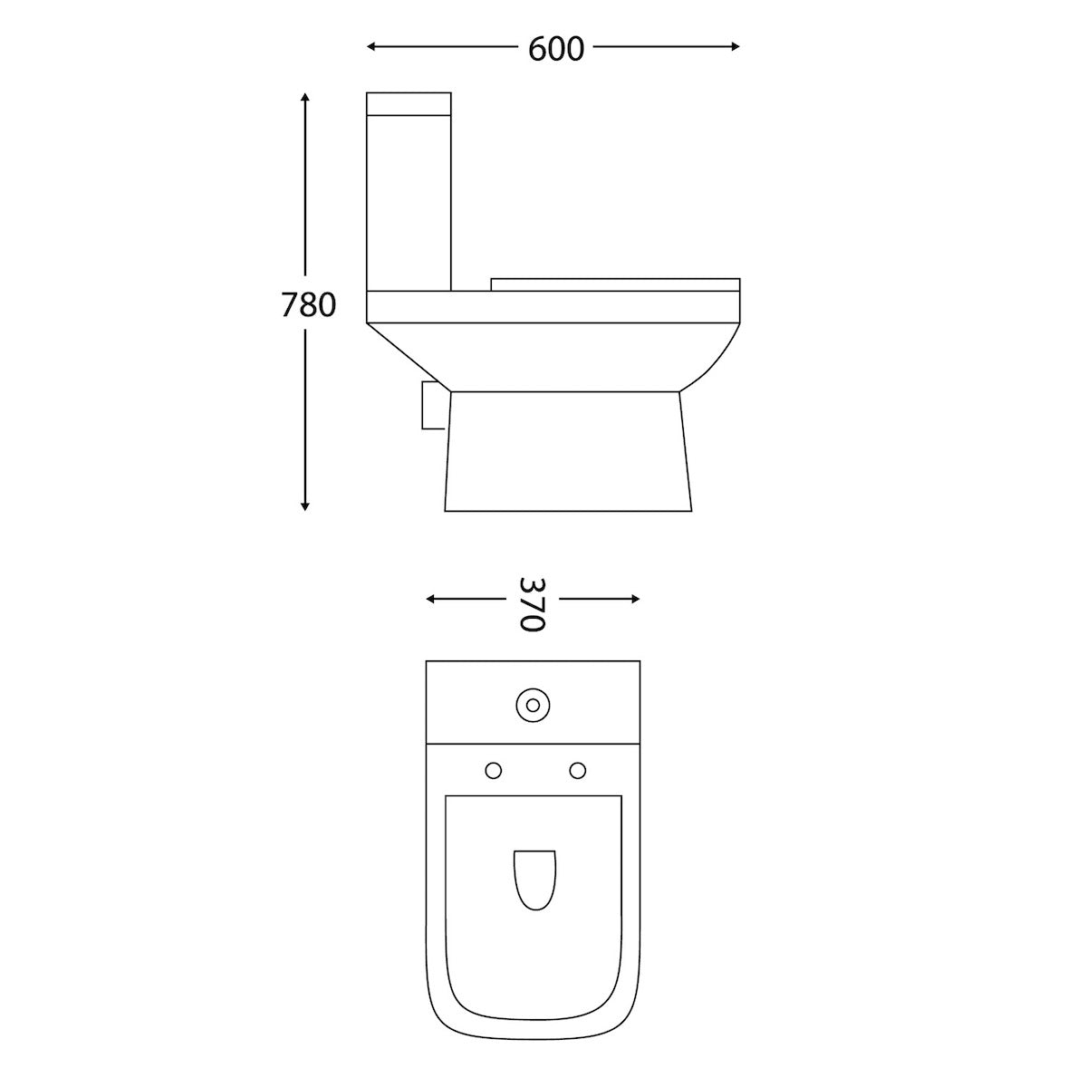 Scudo Porto 400mm x 370mm x 145mm Close Couple Cistern  - White