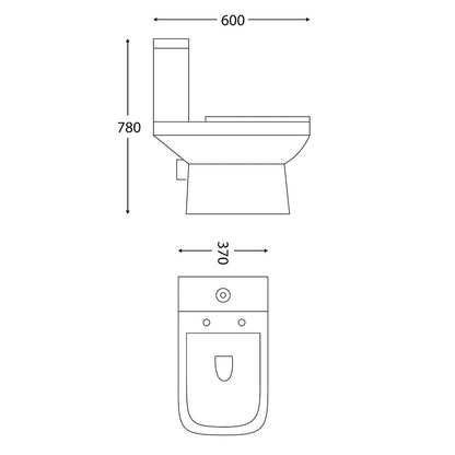 Scudo Porto 400mm x 370mm x 145mm Close Couple Cistern  - White