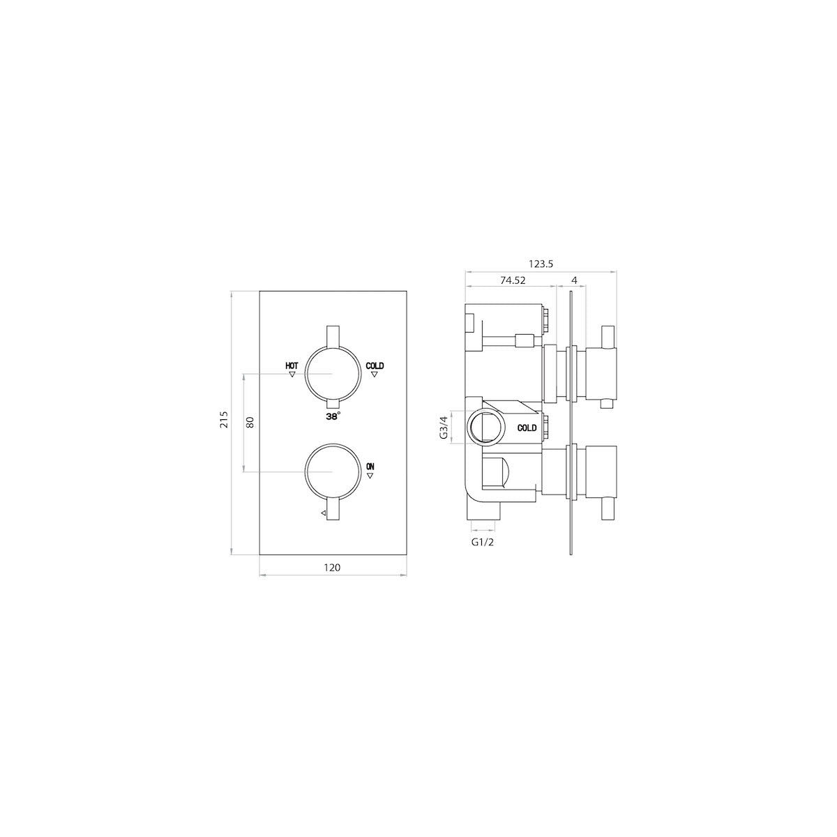 Scudo Twin Handle 1 Outlet Concealed Shower Valve - Chrome