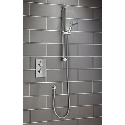 Scudo Twin Square Handle 2 Outlet Concealed Valve Diverter Shower Valve - Chrome