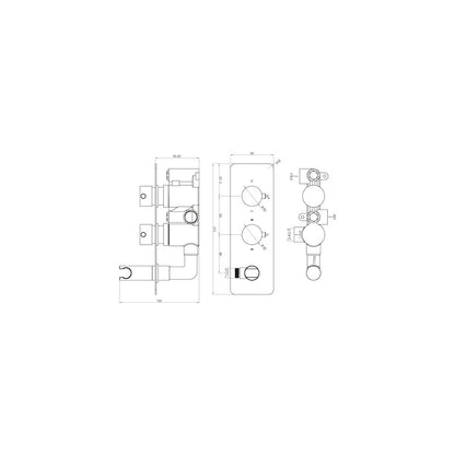 Scudo Square Concealed Shower Valve with Diverter - Brass / Chrome