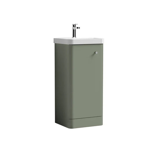 Nuie Core Cloakroom 400mm Floorstanding 1-Door Cabinet with Ceramic Basin