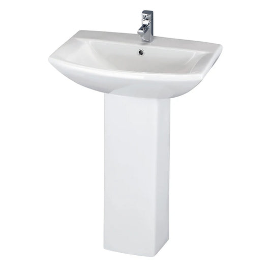 Nuie Asselby 600mm 1TH Basin & Pedestal