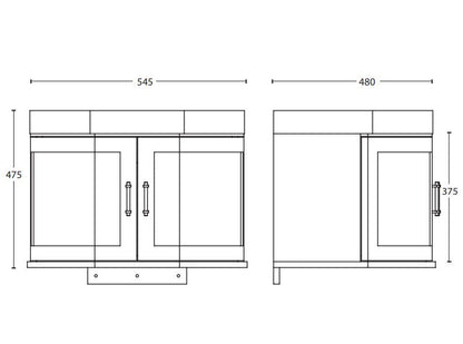 Imperial Carlyon Bay 2 Door Wall Hung  475 x  545 Vanity Unit and 720mm Basin