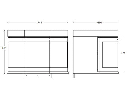 Imperial Carlyon Bay 1 Drawer Wall Hung 475 x  545 Vanity Unit and 720mm Basin