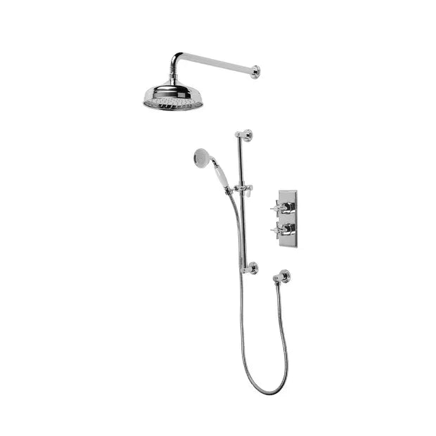 Tavistock Cheltenham Dual Function Shower System With Riser Kit & Overhead Shower Chrome