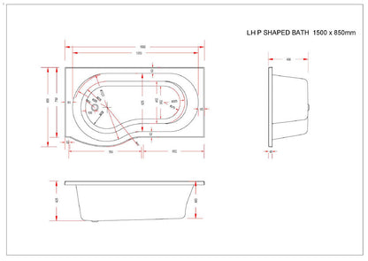 Trojan Concert P-Shape Shower Bath