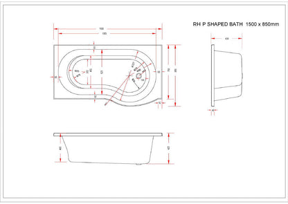 Trojan Concert P-Shape Shower Bath