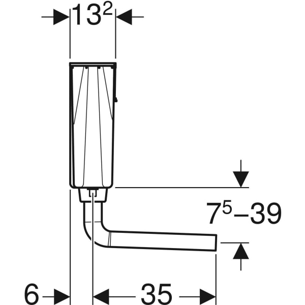 Geberit low-height concealed cistern 6/3 litres, pneumatic flush actuation